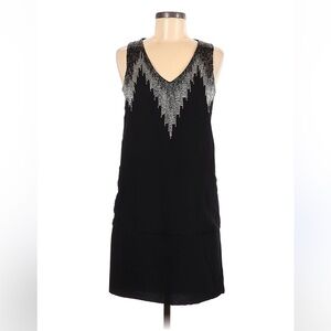 H&M Women’s Black Sheath Shift Dress V-Neck Sleeveless Size 6 LBD Cocktail Party